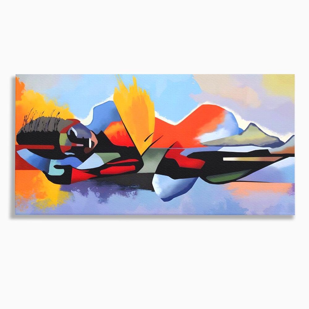 Tablou canvas cu tablou canvas cu silueta abstracta, fara rama, pe sasiu de lemn